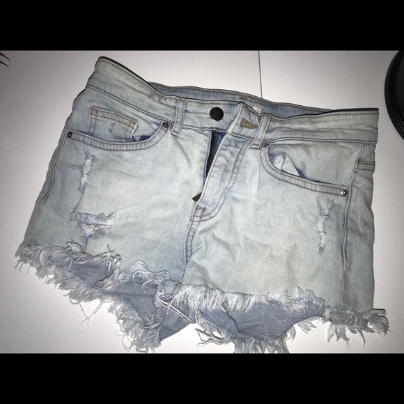 Distressed High Waisted Jean Shorts - Picture 1 of 3
